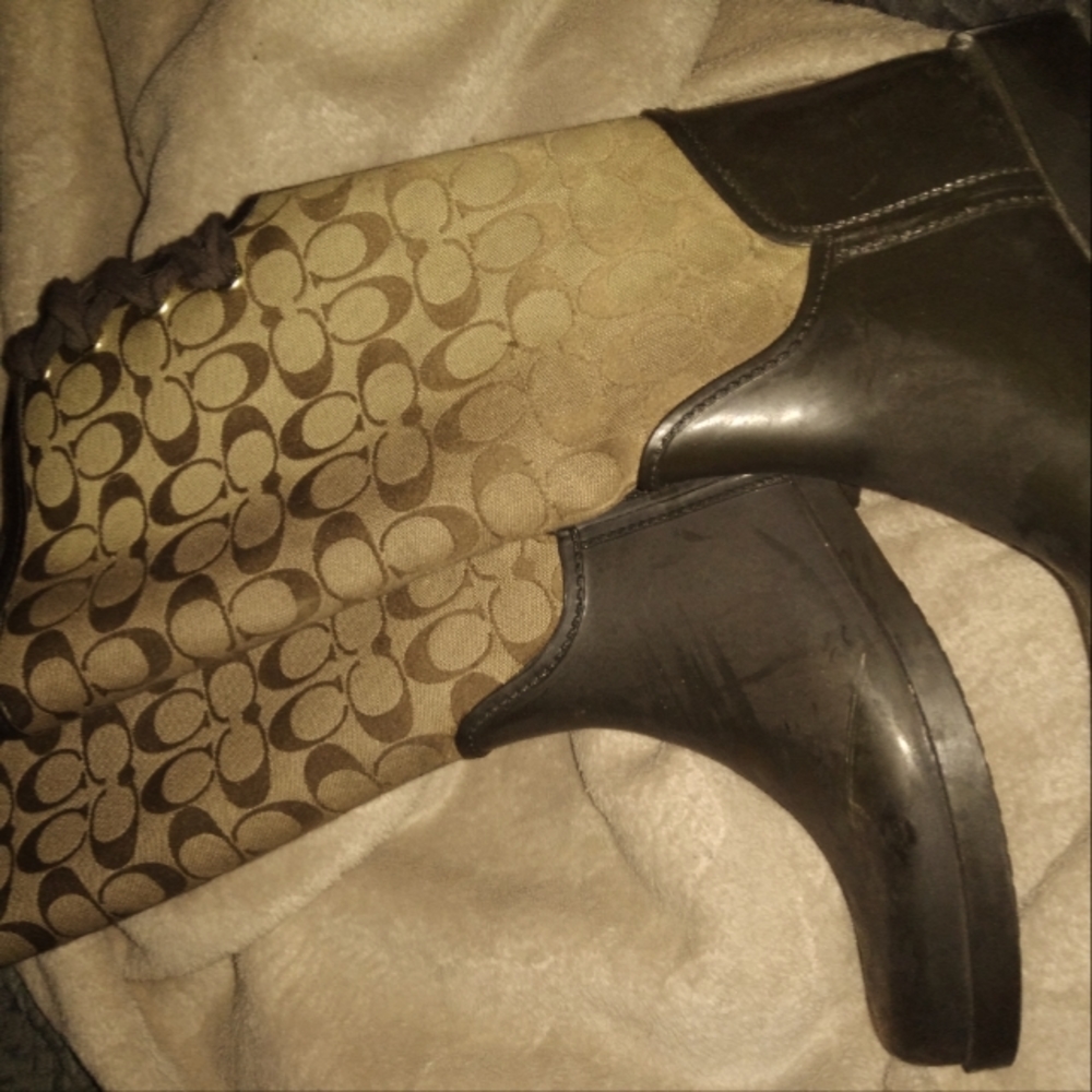Coach knee high rain boots oboe or TRADES